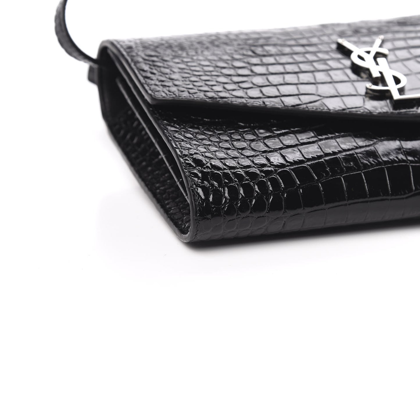 Calfskin Crocodile Embossed Monogram Uptown Crossbody Black