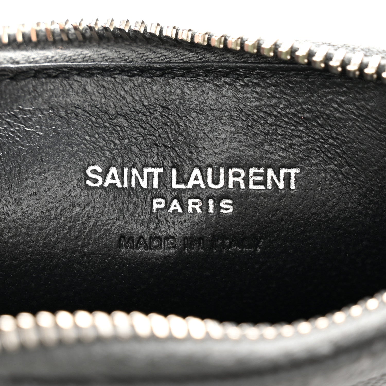 Saint Laurent Grain De Poudre Matelasse Chevron Monogram Fragments Zippered Card Case Coal 6 of 9