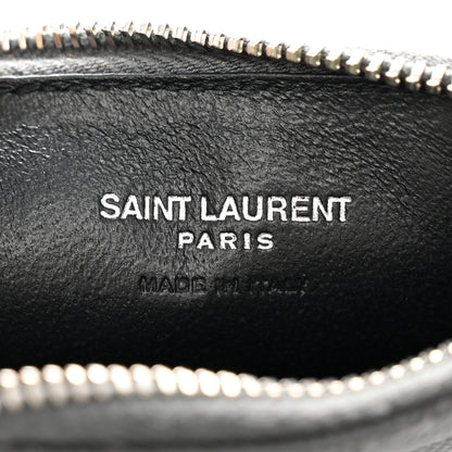 Saint Laurent Grain De Poudre Matelasse Chevron Monogram Fragments Zippered Card Case Coal 6 of 9
