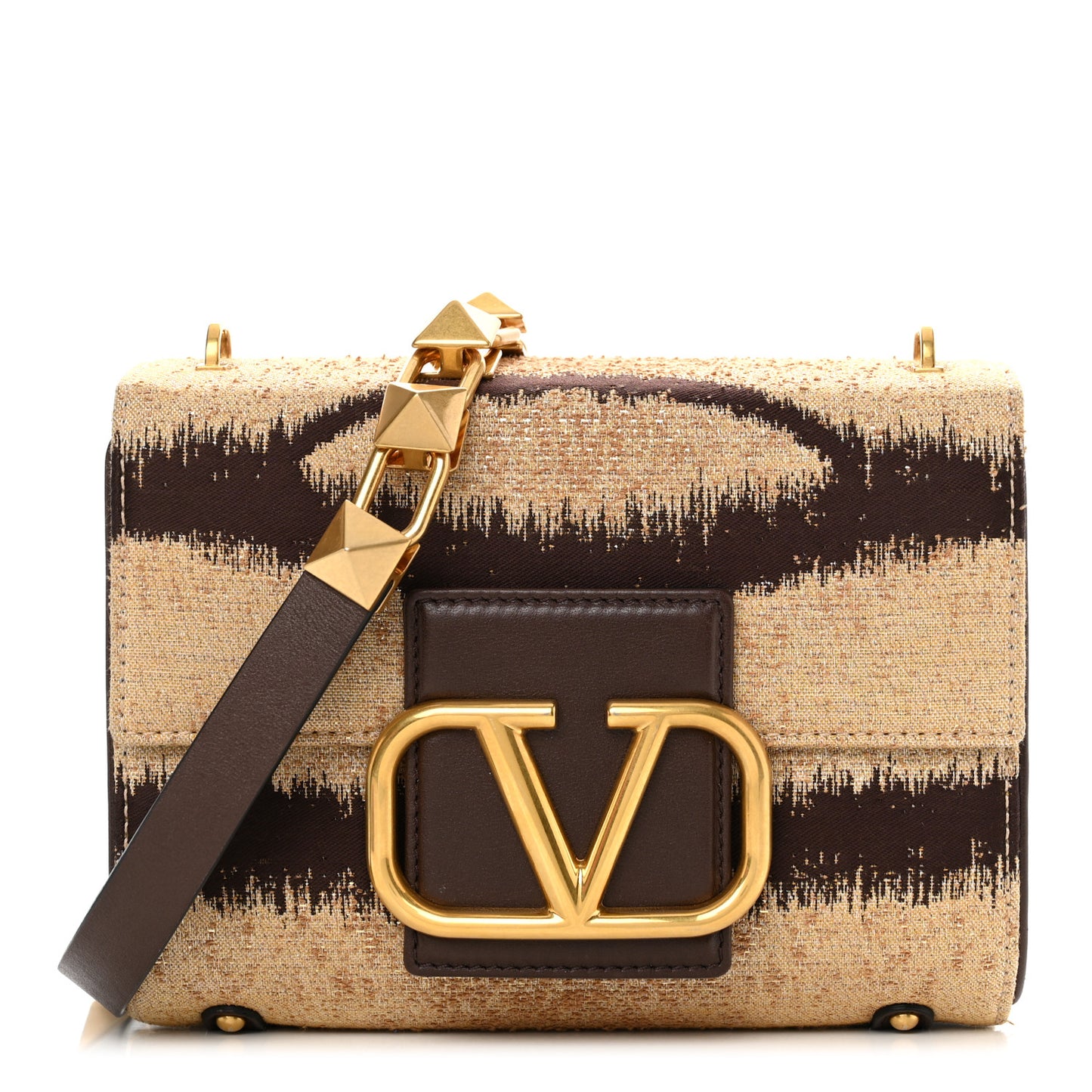 Canvas Bi-Color VLogo Stud Sign Shoulder Bag