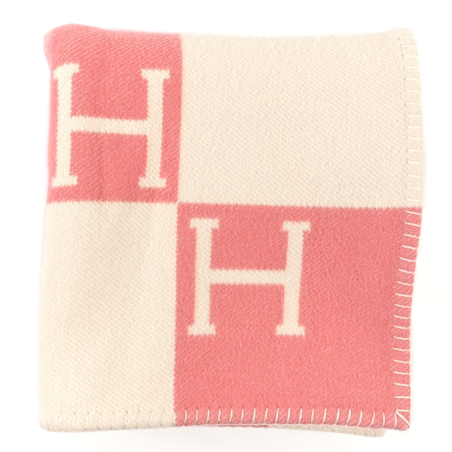Wool Cashmere Avalon Baby Blanket Rose Airelle White