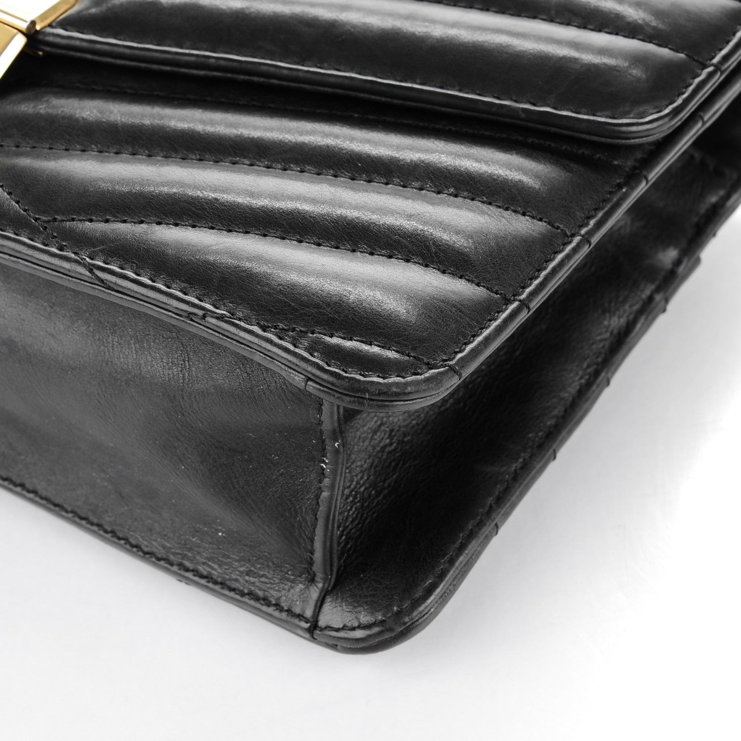 Chanel Calfskin Chevron Quilted Gabrielle Flap Black 9 of 10