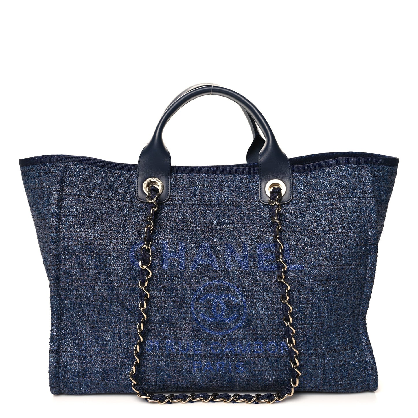 Lurex Boucle Medium Deauville Tote Blue
