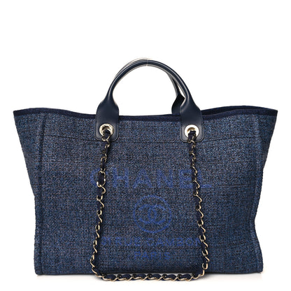 Chanel Lurex Boucle Medium Deauville Tote Blue 1 of 11