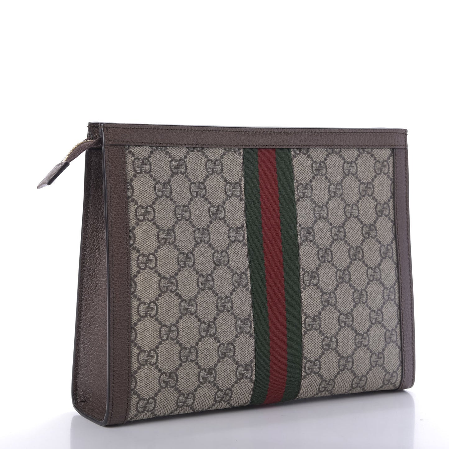 GG Supreme Monogram Web Ophidia Pouch Brown