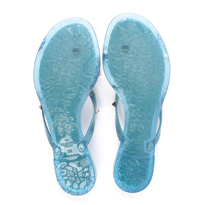 Valentino Garavani PVC Jelly Glitter Rockstud Bow Thong Sandals 38 Cerulean 6 of 8