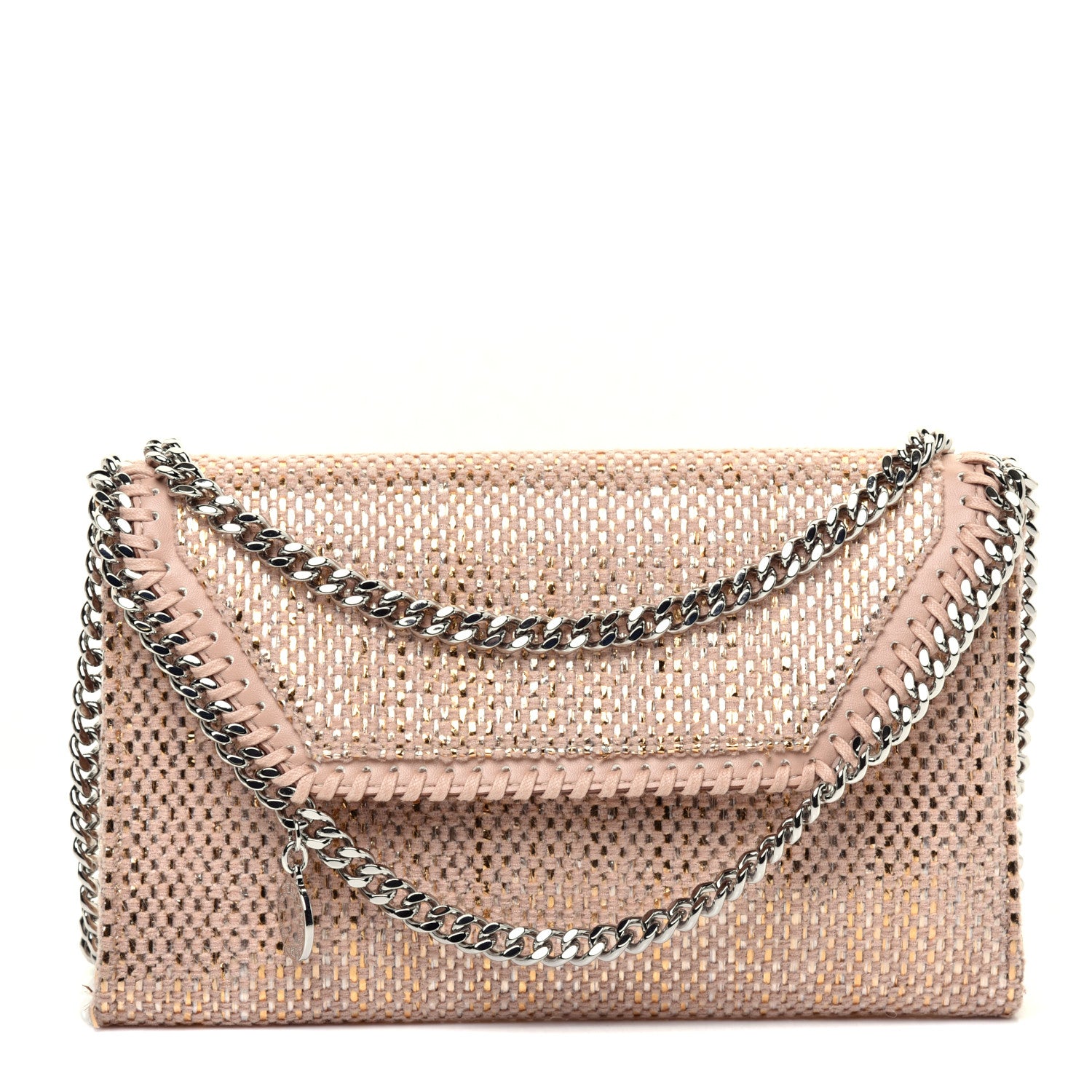 Stella McCartney Metallic Woven Raffia Falabella Mini Crossbody Pink 1 of 10