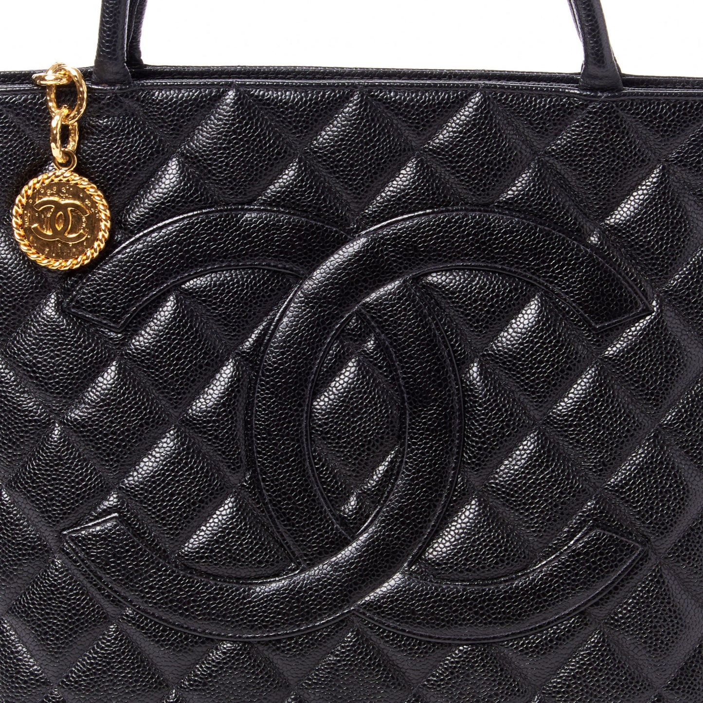 Caviar Quilted Medallion Tote Black