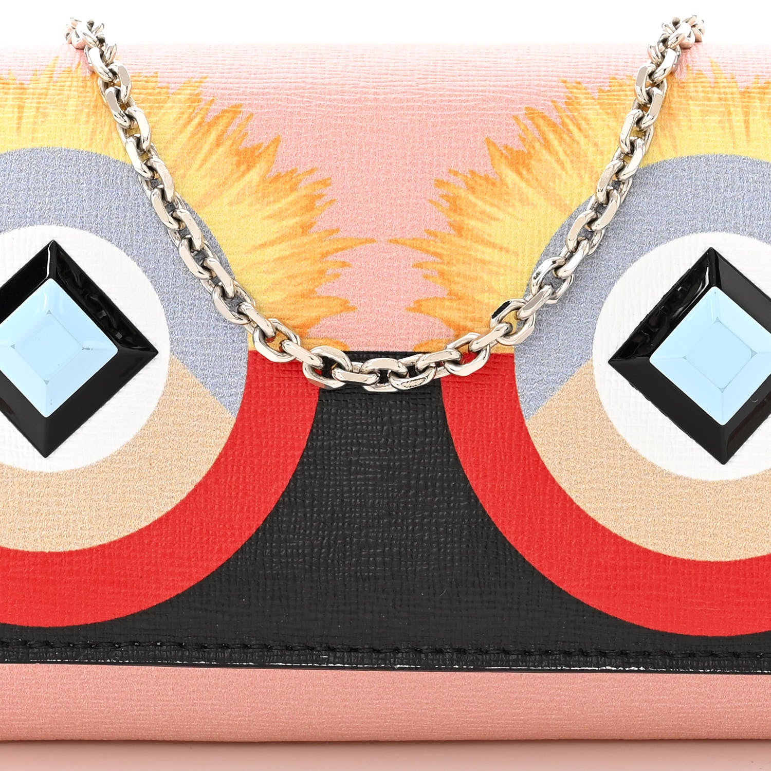 Fendi Vitello Elite Century Hypnoteyes Studded Continental Wallet On Chain Bubblegum Multicolor 8 of 12