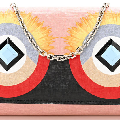 Fendi Vitello Elite Century Hypnoteyes Studded Continental Wallet On Chain Bubblegum Multicolor 8 of 12
