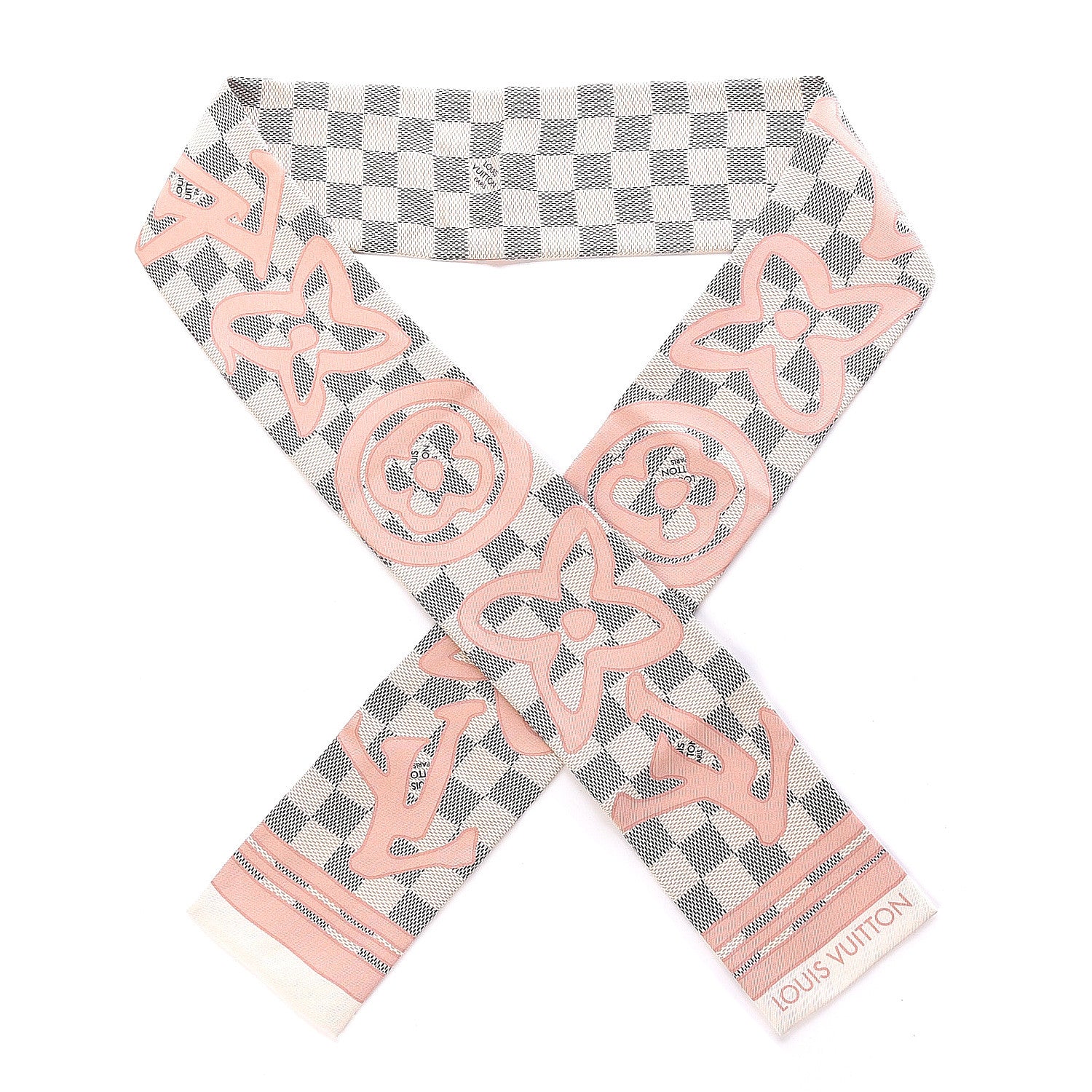 Louis Vuitton Silk Damier Azur Tahitienne Bandeau Rose Ballerine 1 of 3