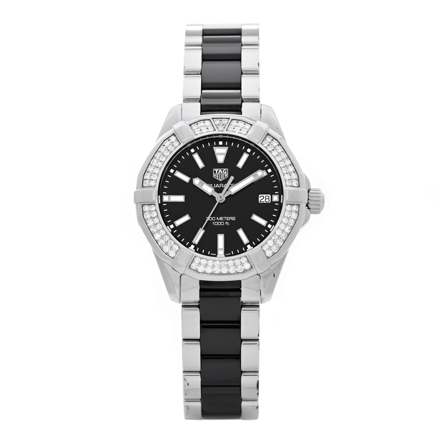 Tag Heuer Stainless Steel Diamond Bezel 35mm Aquaracer Quartz Watch Black WAY131E 1 of 4