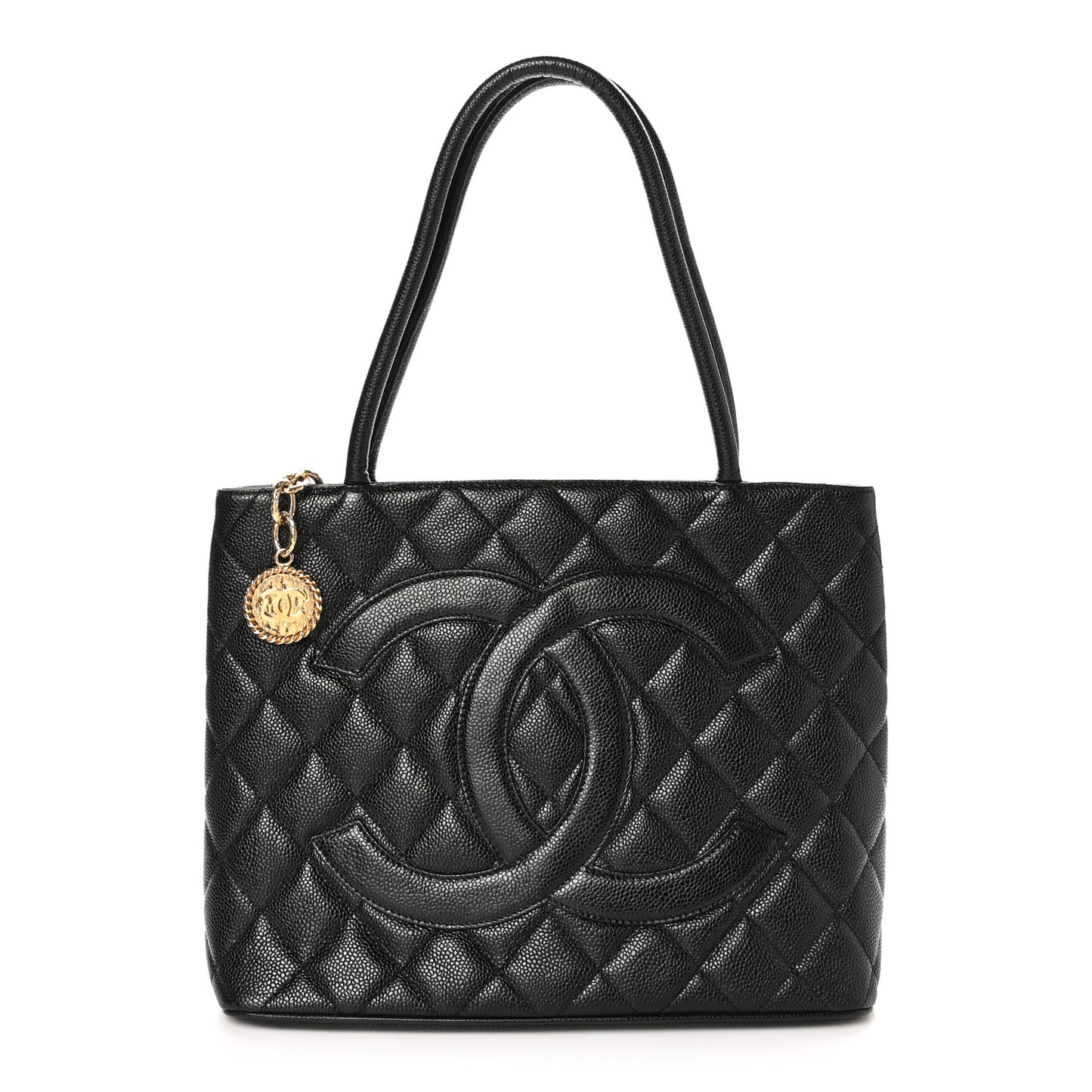 Caviar Quilted Medallion Tote Black