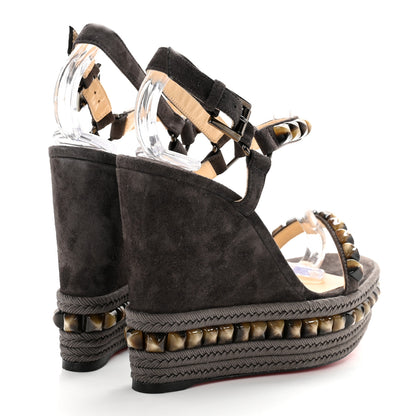 Christian Louboutin Veau Velours Cataclou 120 Wedge Sandals 37 Sand 4 of 7