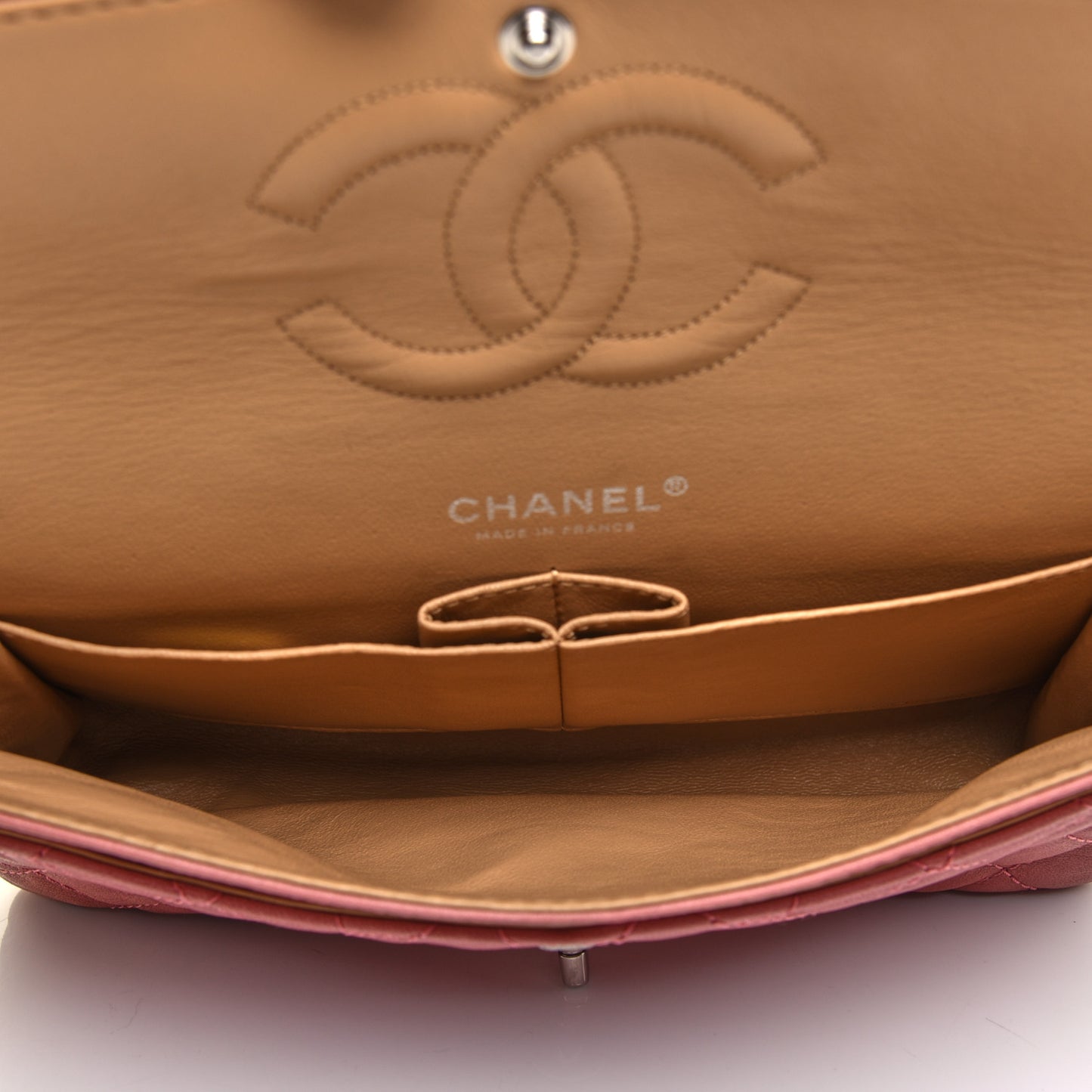 Washed Lambskin Quilted Medium Double Flap Bijoux Chain Pink