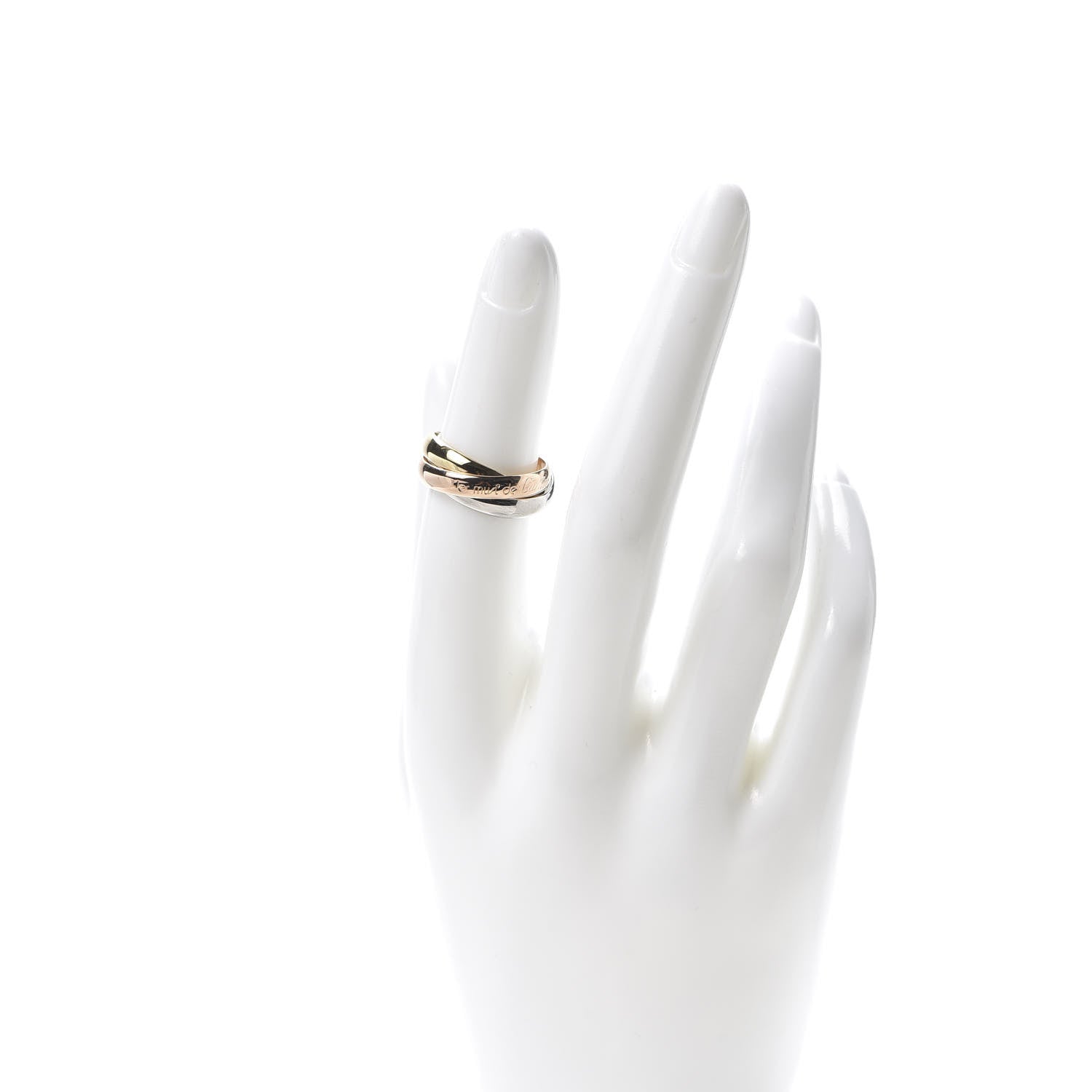 Cartier 18K Pink Yellow White Gold Classic Les Must De Trinity Ring 50 5.25 2 of 4