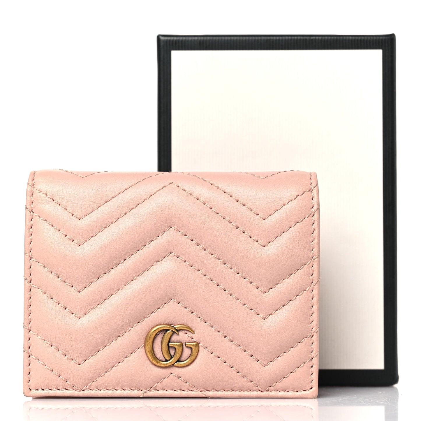 Calfskin Matelasse GG Marmont Card Case Wallet Perfect Pink