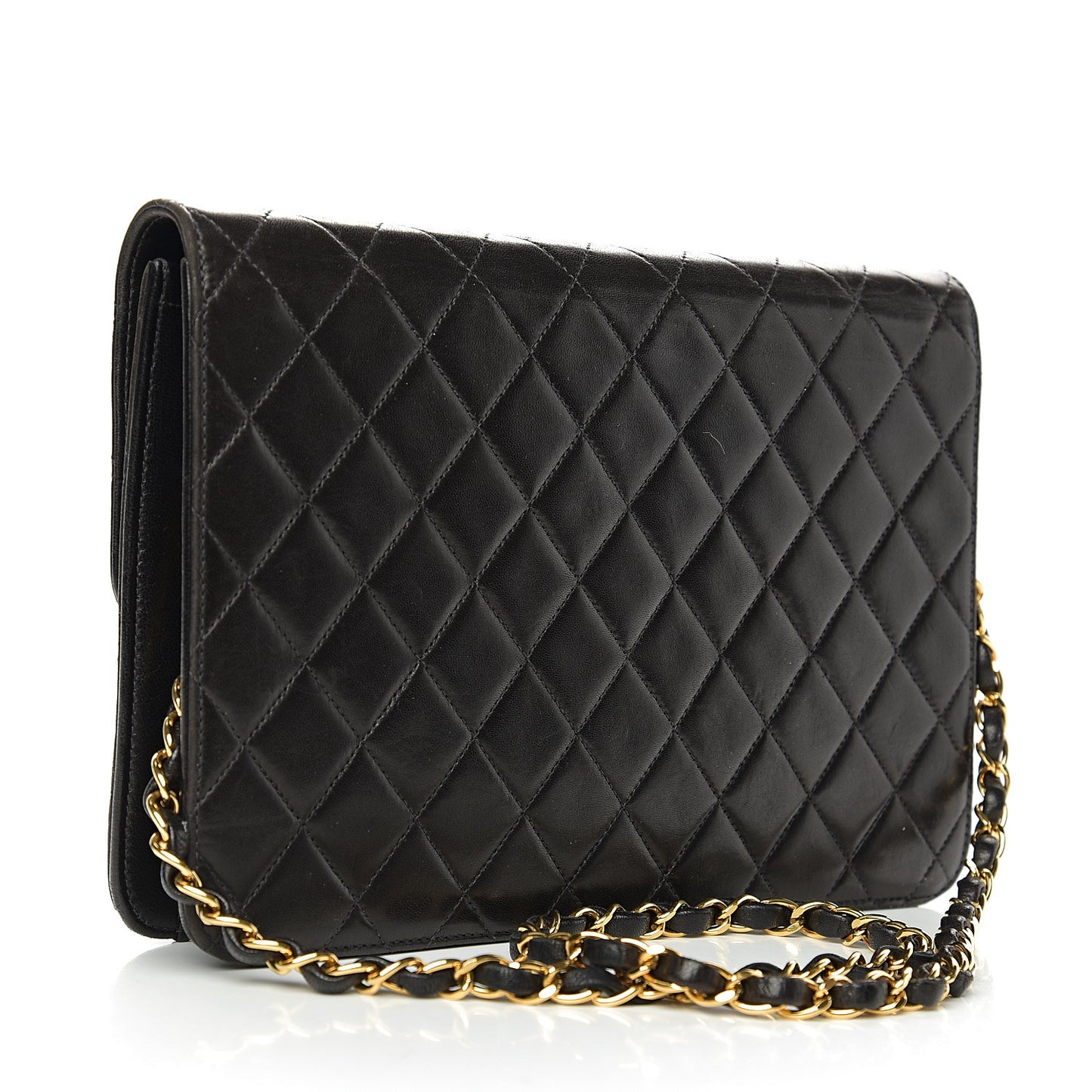 Lambskin Quilted Medium Single Flap Black