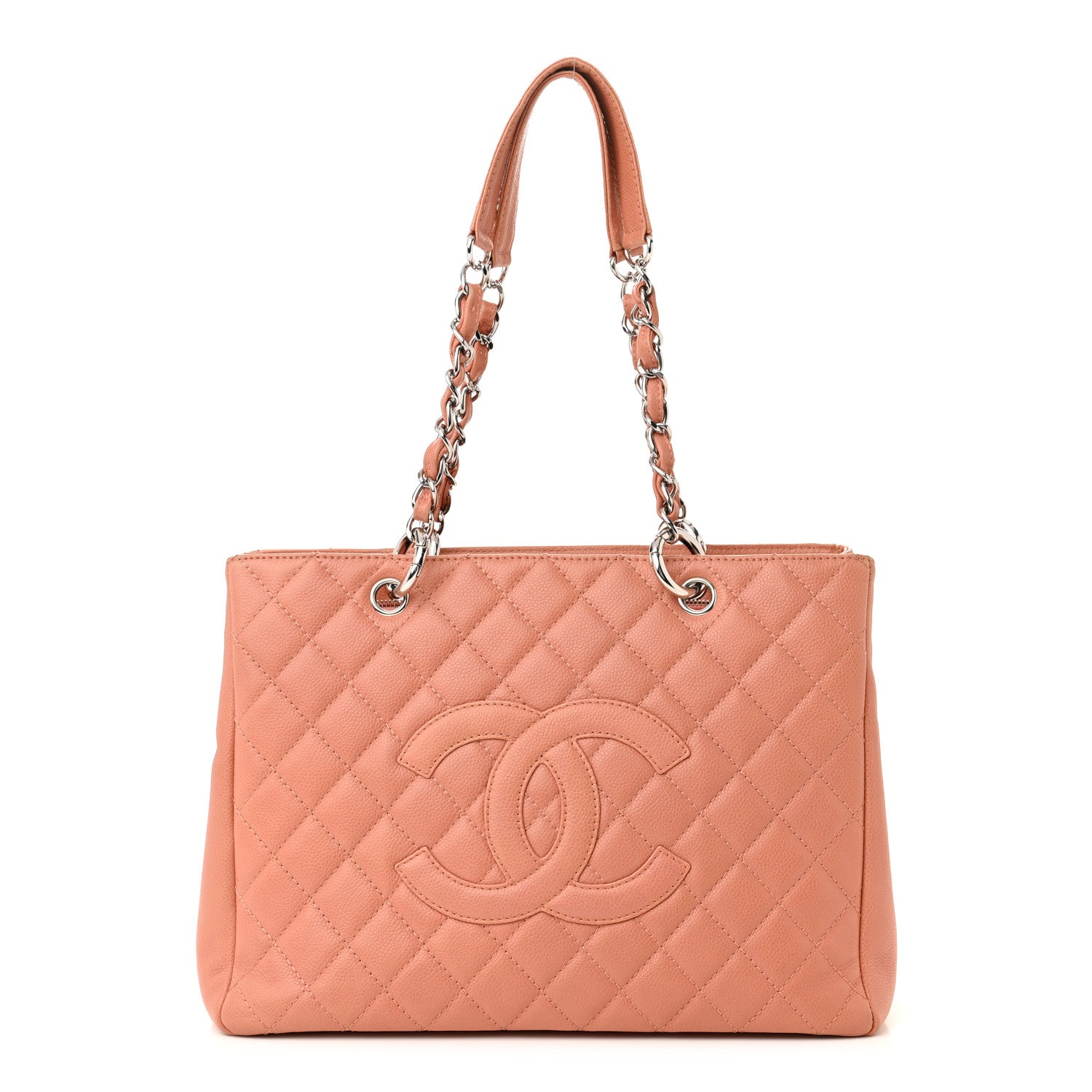Chanel Caviar Quilted Grand Shopping Tote GST Light Red 1 of 11