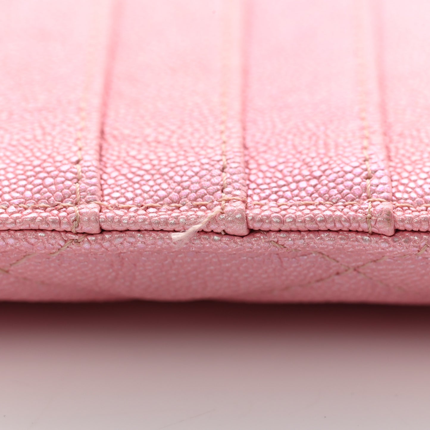 Iridescent Caviar Quilted Classic iPhone Pouch Rose Pink
