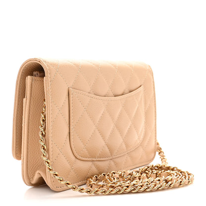 Chanel Caviar Quilted Wallet On Chain WOC Beige 3 of 12