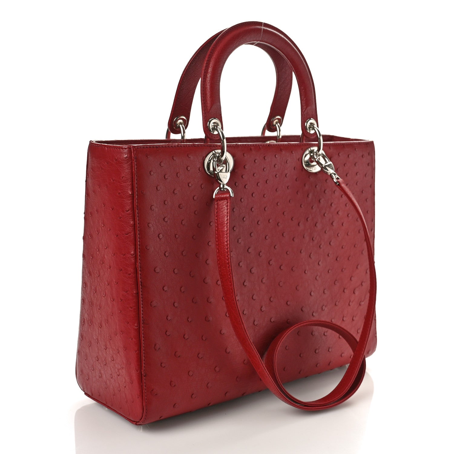 Christian Dior Ostrich Large Lady Dior Dark Brick 3 of 8
