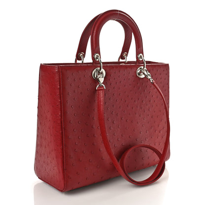 Christian Dior Ostrich Large Lady Dior Dark Brick 3 of 8