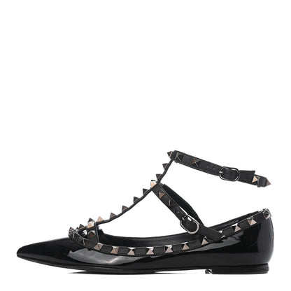 Valentino Garavani Patent Rockstud Cage Ballerina Flats 37 Black 2 of 18