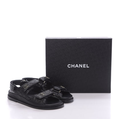 Chanel Grained Calfskin Velcro Dad Sandals 39.5 Black 13 of 13