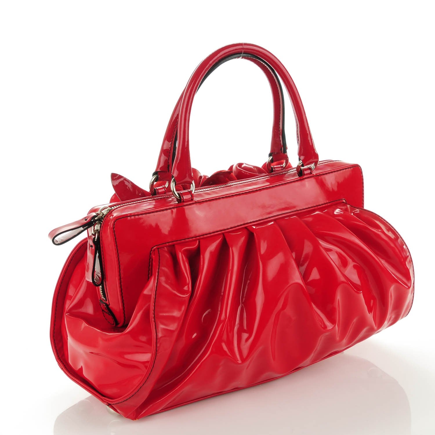 Valentino Garavani Coated Canvas Lacca Fleur Satchel Red 3 of 7