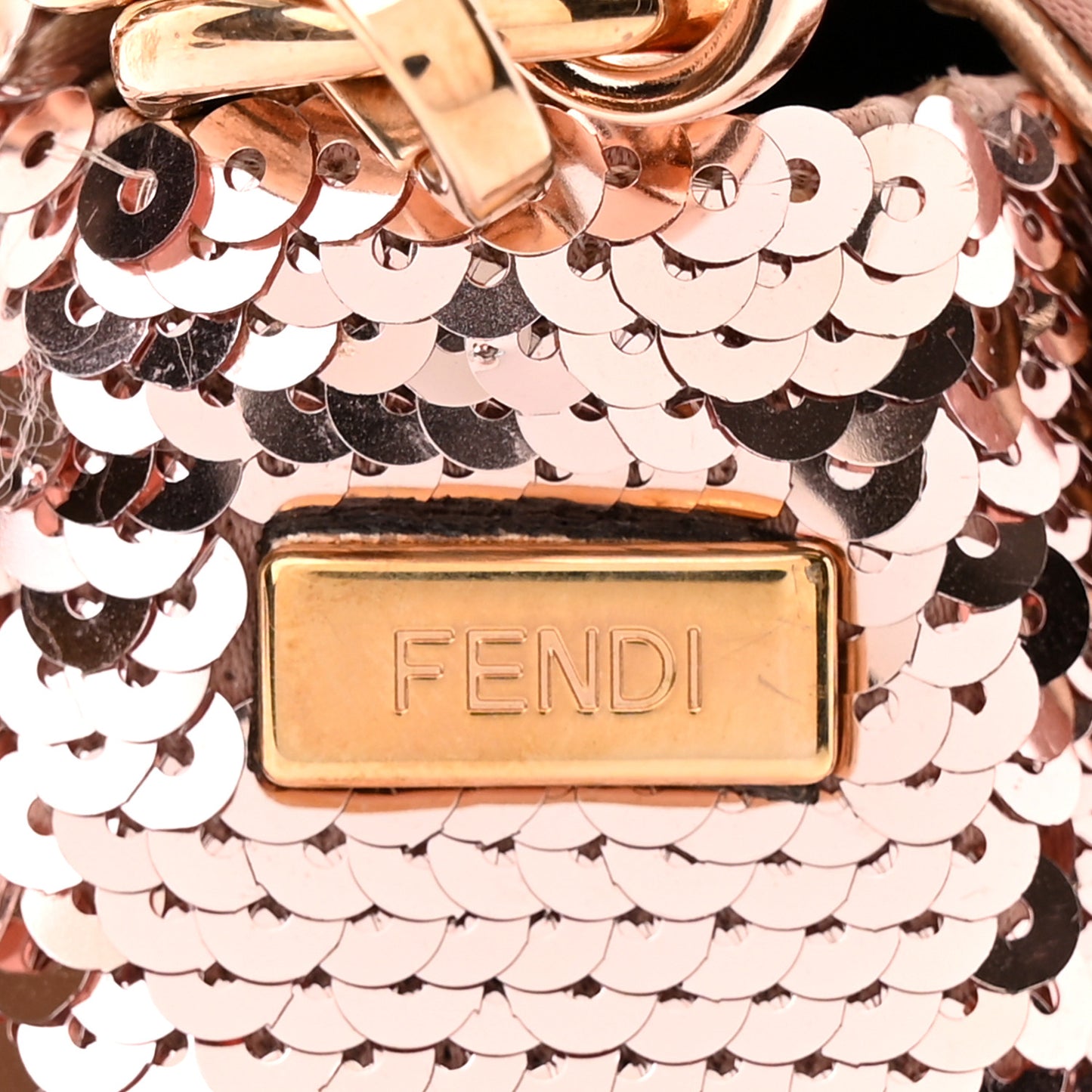 Sequin Metallic Nappa Pequin Mini Baguette Rame