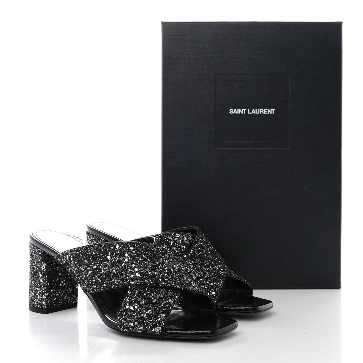 Saint Laurent SAINT LAURENT Glitter LouLou 70 Mule Sandals 39 Black 9 of 9