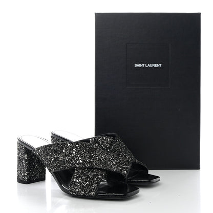 Saint Laurent SAINT LAURENT Glitter LouLou 70 Mule Sandals 39 Black 9 of 9