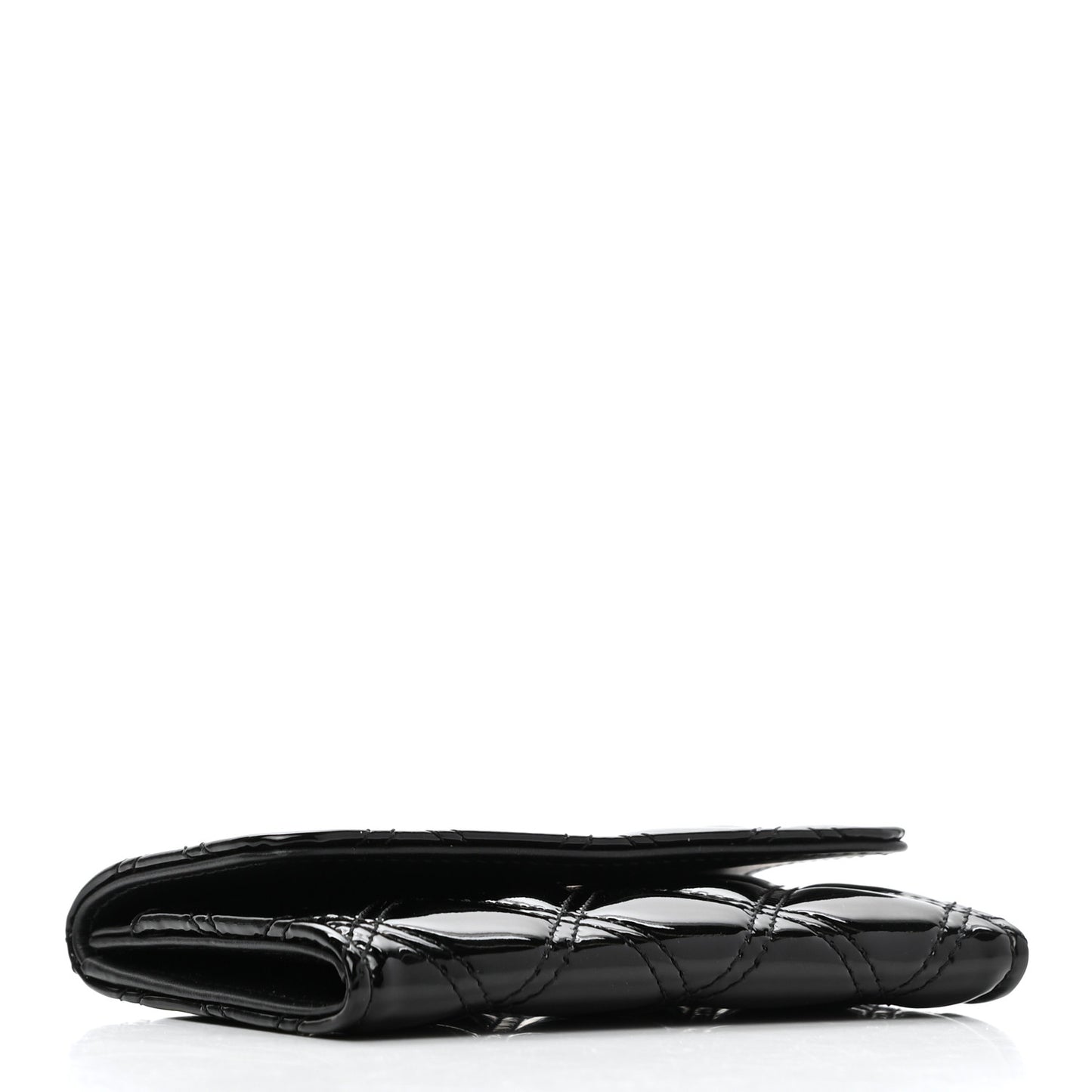 Patent Quilted Flap Card Holder Black