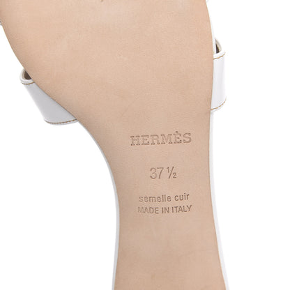 Hermes Calfskin Oasis Sandals 37.5 White 7 of 8