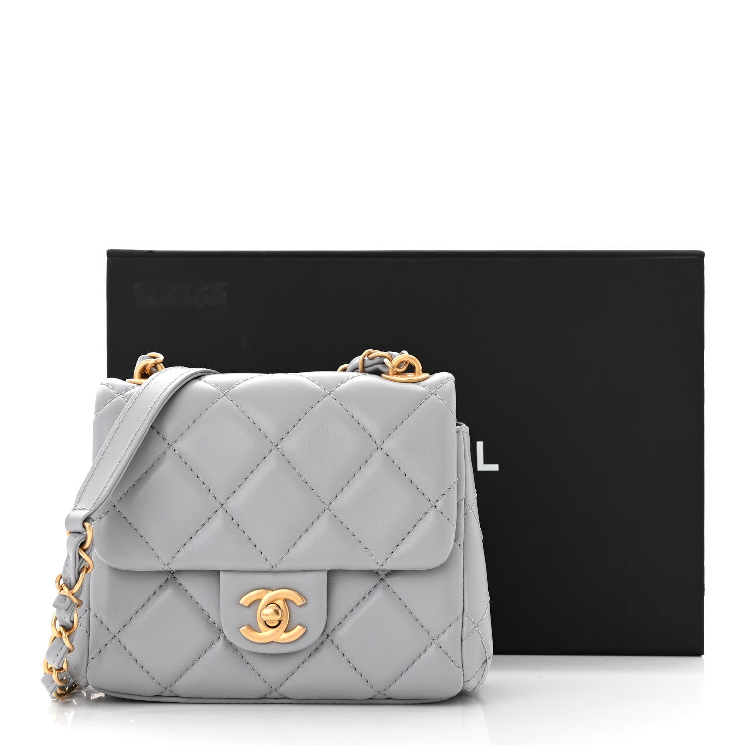 Chanel Lambskin Quilted Mini Flap Light Grey 11 of 11