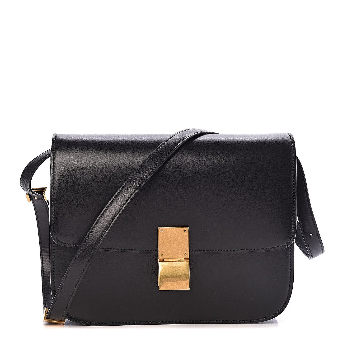 Box Calfskin Medium Classic Box Flap Bag Black
