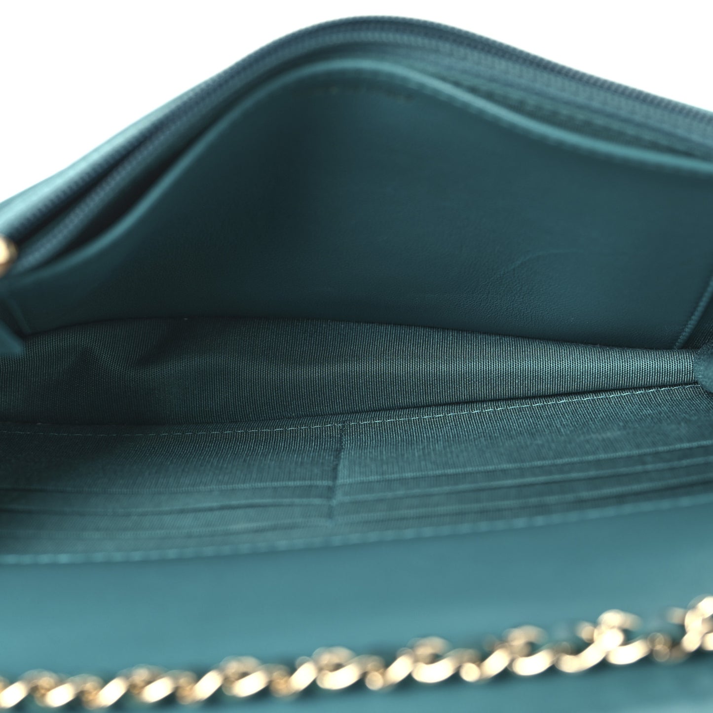 Lambskin Quilted Trendy CC Wallet On Chain WOC Green