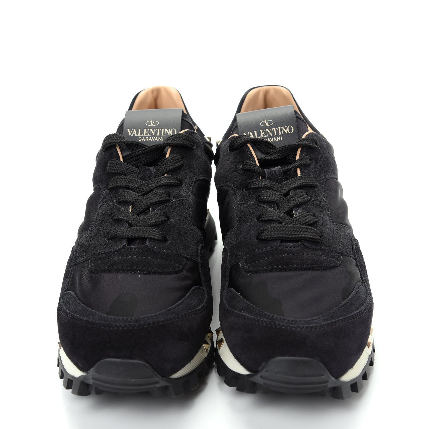 Valentino Garavani Suede Nylon Camouflage Womens Soul Rockstud Sneakers 36.5 Black 2 of 10
