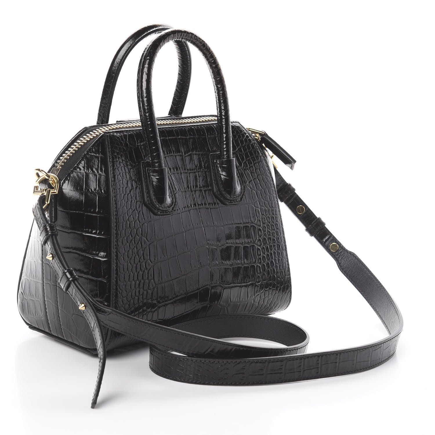 Givenchy Calfskin Crocodile Embossed Mini Antigona Black 4 of 9