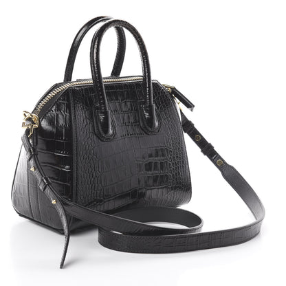 Givenchy Calfskin Crocodile Embossed Mini Antigona Black 4 of 9