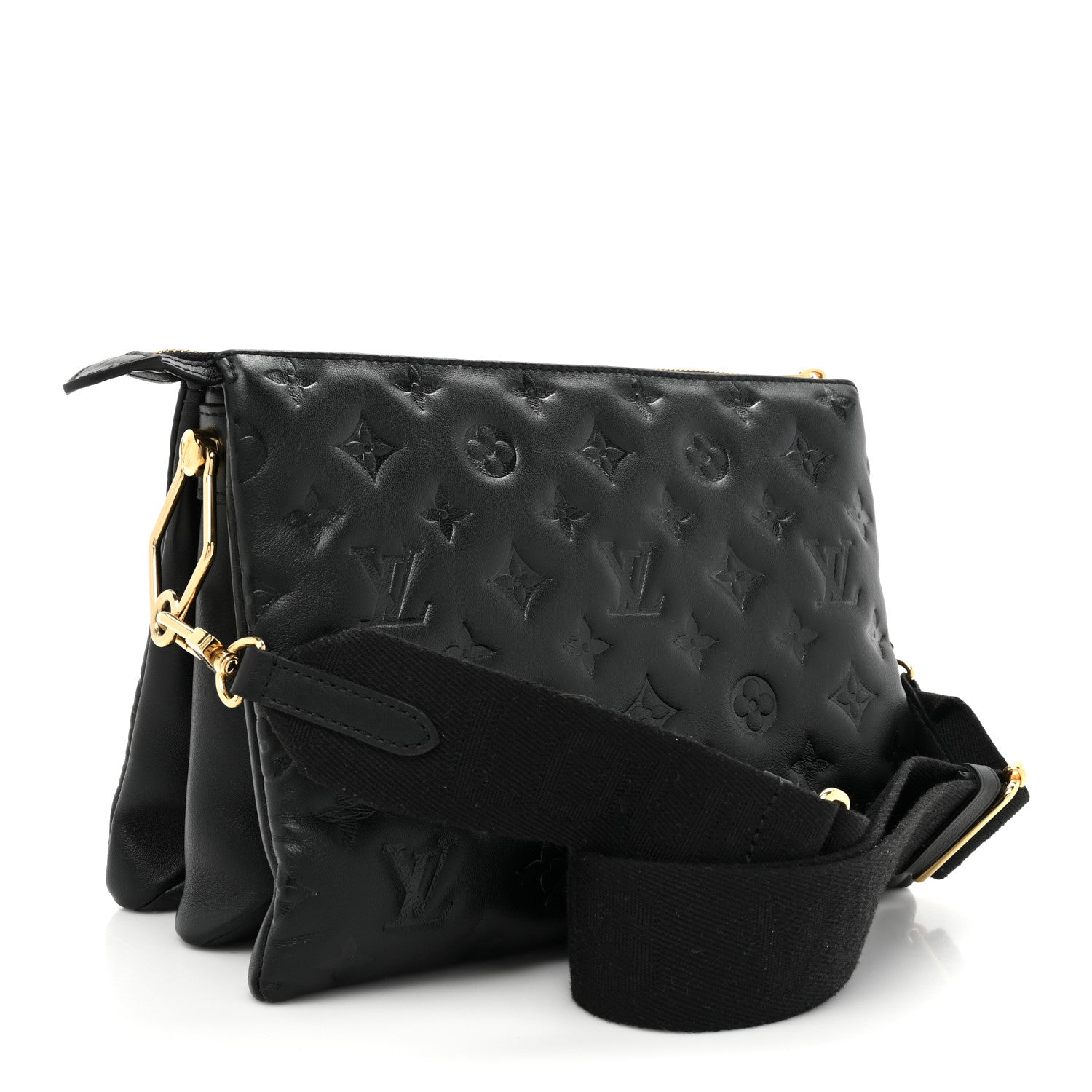 Louis Vuitton Lambskin Embossed Monogram Coussin PM Black 3 of 14