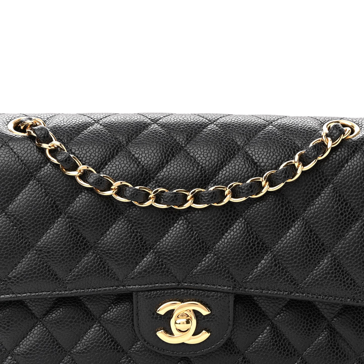 Caviar Quilted Medium Double Flap Black