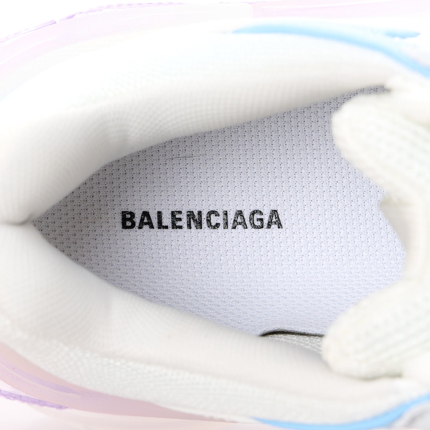 Fabric Mesh Clear Sole Womens Triple S Sneakers 36 Light Blue Grey Lilac White