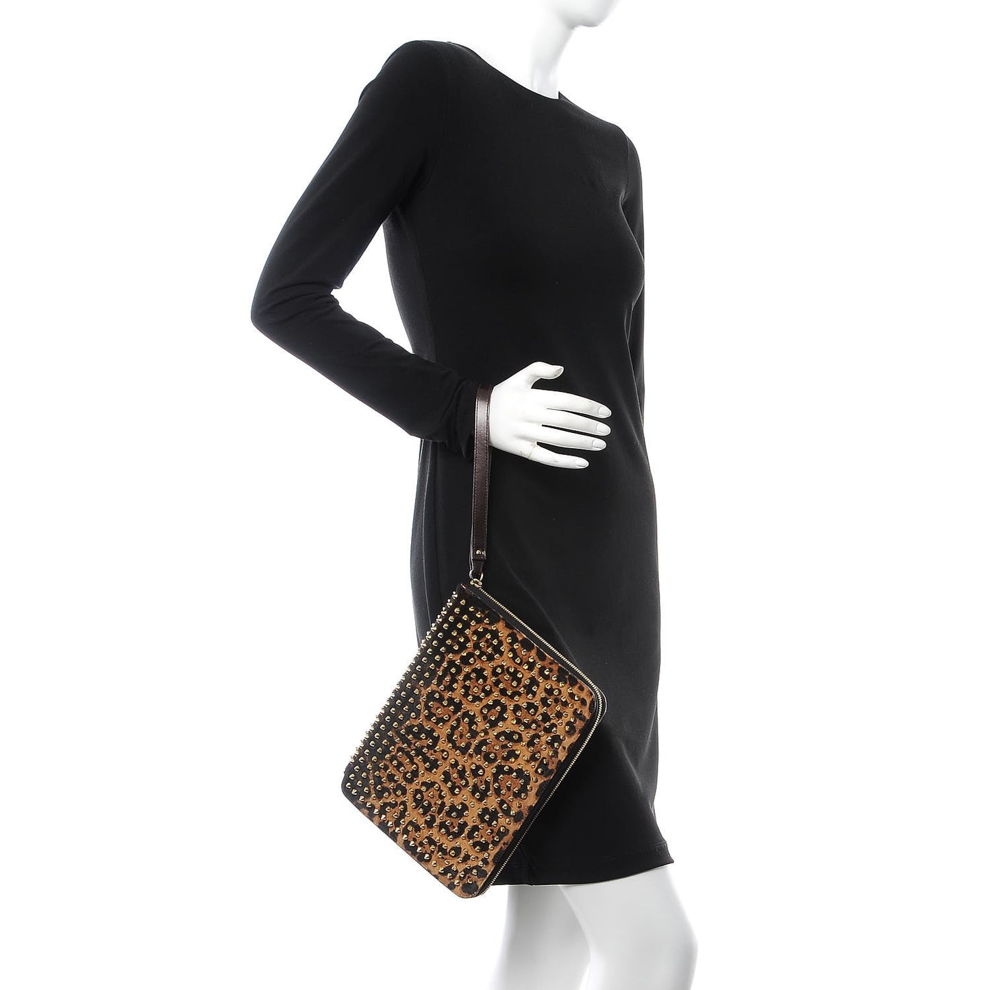 Calf Hair Leopard Print Spiked IPad Case