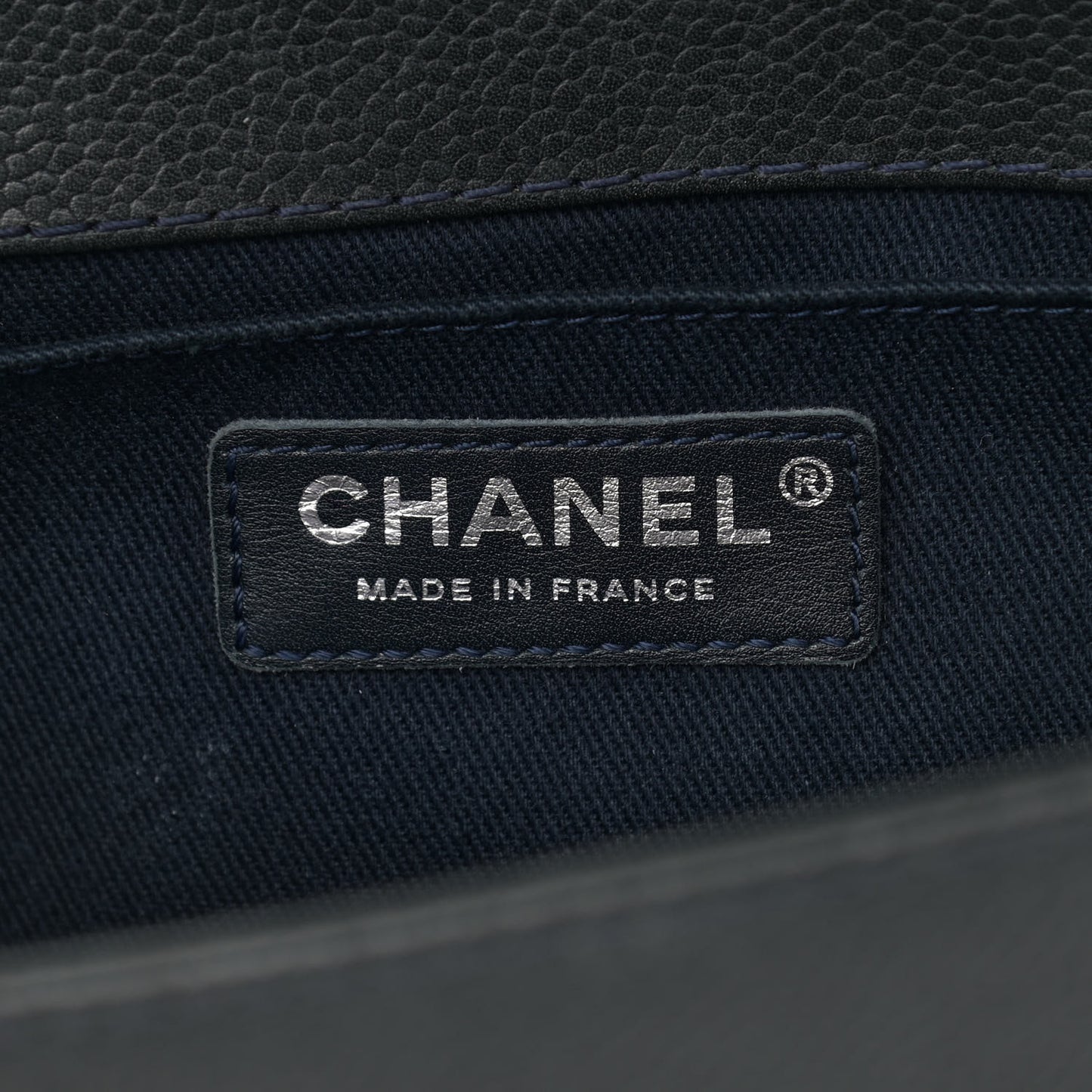 Caviar Stitched Medium Boy Flap Blue