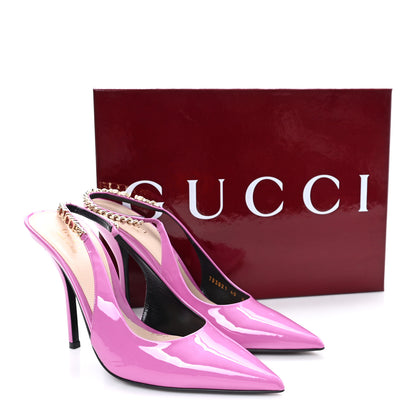 Gucci Vernice Crystal Nappa Charlotte Signoria 105 Slingback Pumps 40 Libre Pink 10 of 10