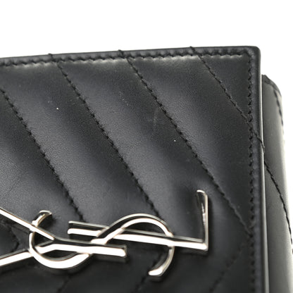 Saint Laurent Lambskin Matelasse Chevron Small Monogram Wallet Black 8 of 9