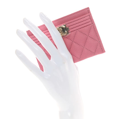 Chanel Caviar Quilted Boy Card Holder Pink 2 of 9