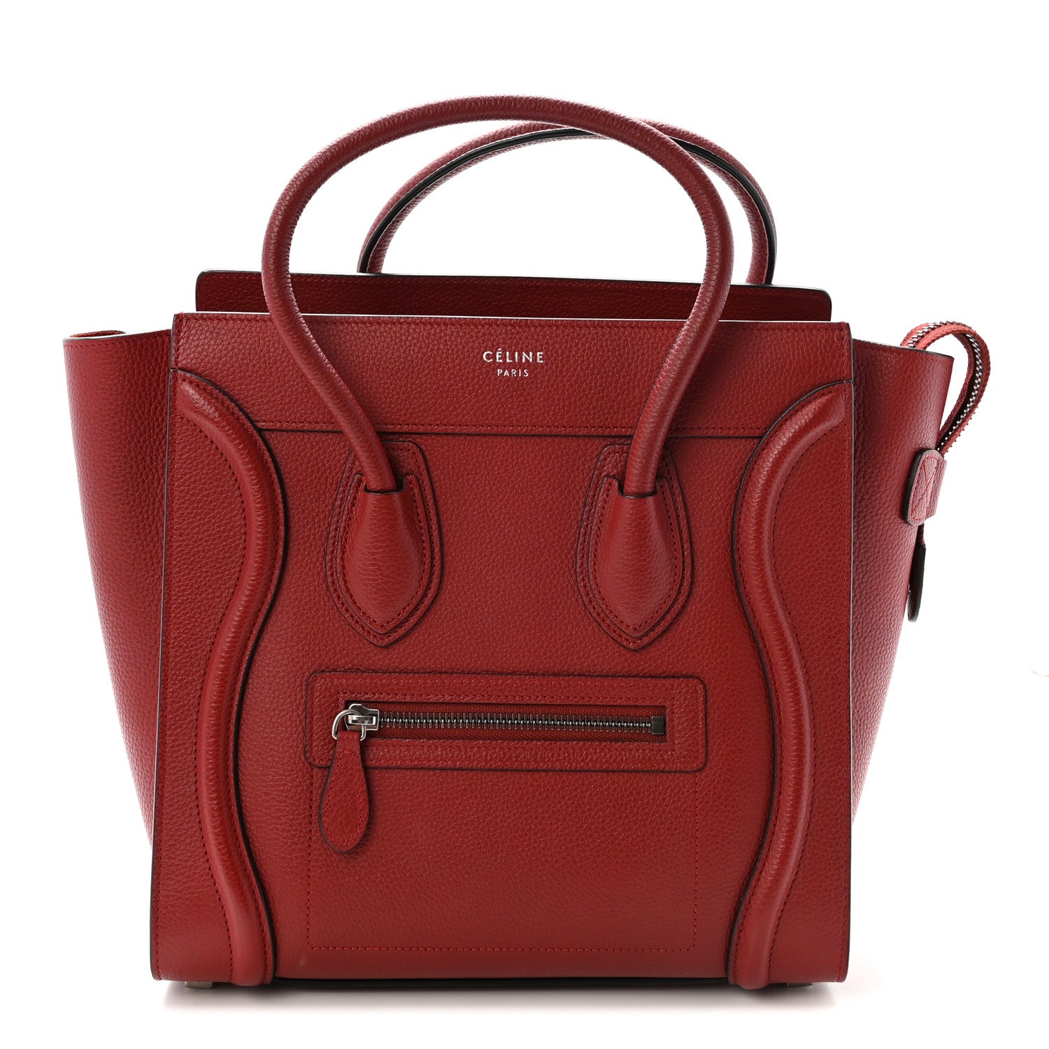 Celine Drummed Calfskin Micro Luggage Merlot 1 of 9